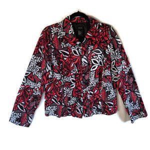 R-Q-T 100% Cotton Botanical zip up jacket. Womens size L